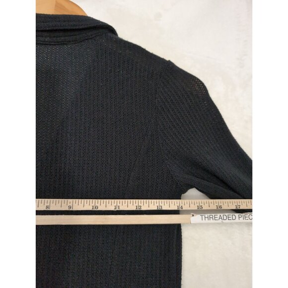 Free People Top Womens XS Black Long Sleeve V-Neck Henley Textured Collar Casual - Picture 9 of 9